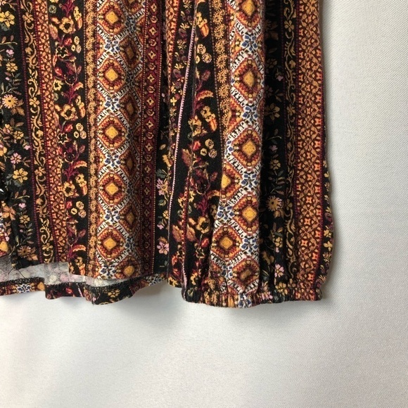 Daytrip Boho Button Down Floral V-Neck Flowy Long Sleeve Top L - Picture 7 of 13